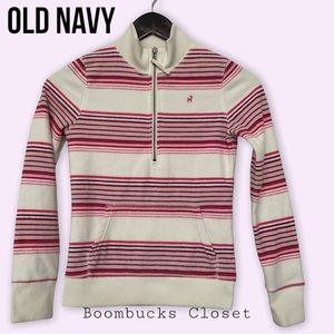Like New Old Navy Active Girls Size Large Quarter Zip Fleece Sweater Pink White